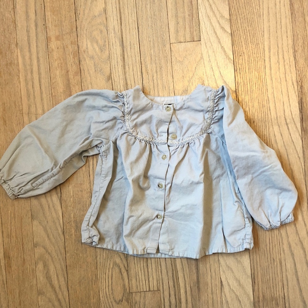Bonton Light Blue Button-Front Peasant Blouse